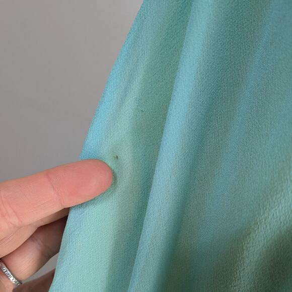 Vintage Prom Dress Maxi Gown 2P Blue Yellow Y2K Silk Fairy Babydoll Empire Split - Picture 10 of 12